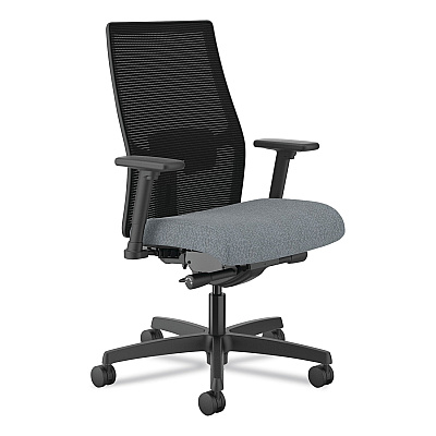 HON Ignition 2.0 4-Way Stretch Mid-Back Mesh Task Chair, Gray Adjustable Lumbar Support, Basalt/Black (HONI2M2BMLA25TK)