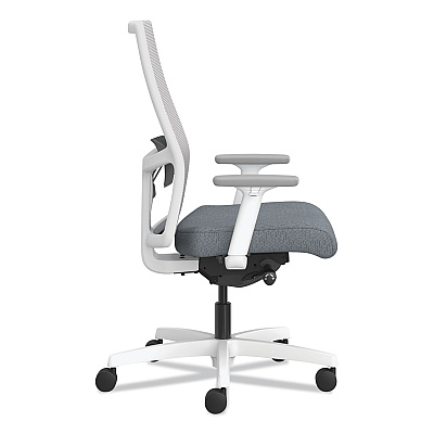 HON Ignition 2.0 4-Way Stretch Mid-Back Mesh Task Chair, Gray Adjustable Lumbar Support, Basalt Seat, Fog Back, White Base (HONI2MM2AFA25TX)