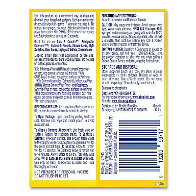 LYSOL Disinfecting Wipes Flatpacks, 1-Ply, 6.69 x 7.87, Lemon and Lime Blossom, White, 15 Wipes/Flat Pack, 24 Flat Packs/Carton (RAC99799CT)