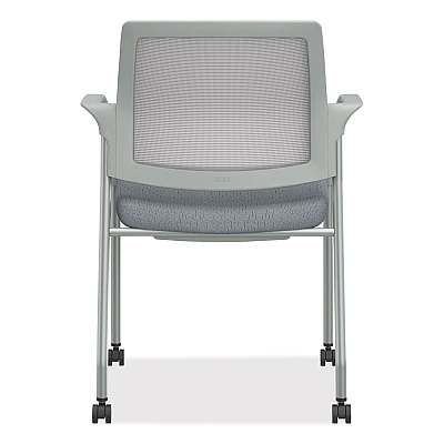 HON Ignition Series Mesh Back Mobile Stacking Chair, 25 x 21.75 x 33.5, Basalt Seat, Fog Back, Textured Silver Base (HONI2S6FHFA258T)
