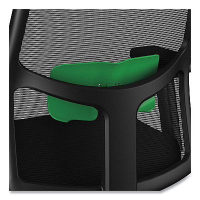 HON Ignition 2.0 4-Way Stretch Mid-Back Task Chair, Green Adjustable Lumbar Support, Black Seat, Black Back, Black Base (HONI2MM2AMC10KT)