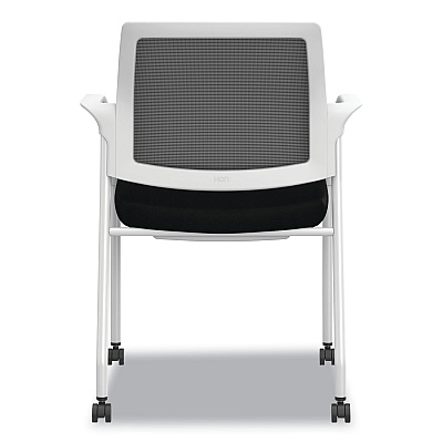 HON Ignition Series Mesh Back Mobile Stacking Chair, Fabric Seat, 25 x 21.75 x 33.5, Black/White (HONI2S6FHFC10K7)