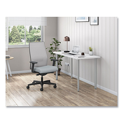 HON Ignition 2.0 4-Way Stretch Mid-Back Mesh Task Chair, White Adjustable Lumbar Support, Cloud Seat, Fog Back, White Base (HONI2MM2AFH18BT)