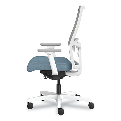 HON Ignition 2.0 4-Way Stretch Mid-Back Mesh Task Chair, White Lumbar Support, Carolina Seat, Fog Back, White Base (HONI2MM2AFH21WX)