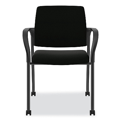 HON Ignition Series Guest Chair with Arms, Polyurethane Fabric Seat, 25" x 21.75" x 33.5", Black (HONIS109HUR10)
