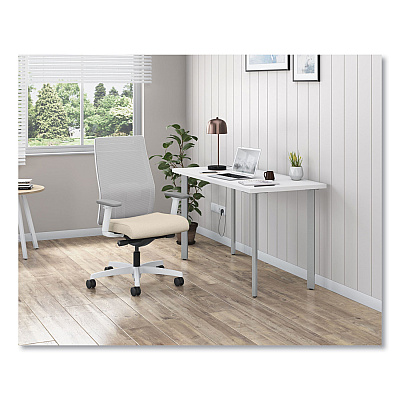 HON Ignition 2.0 4-Way Stretch Mid-Back Task Chair, White Adjustable Lumbar Support, Biscotti Seat, Fog Back, White Base (HONI2MM2AFH11WX)