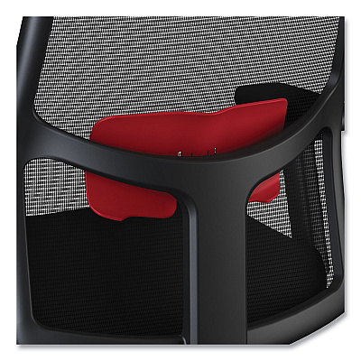 HON Ignition 2.0 4-Way Stretch Mid-Back Mesh Task Chair, Red Adjustable Lumbar Support, Black (HONI2MM2AMC10YT)
