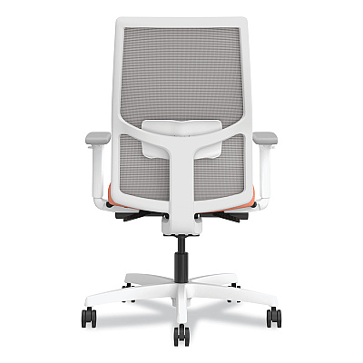 HON Ignition 2.0 4-Way Stretch Mid-Back Mesh Task Chair, White Lumbar Support, Passion Fruit Seat, Fog Back, White Base (HONI2MM2AFH02WX)