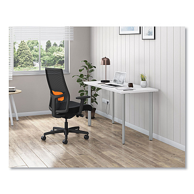 HON Ignition 2.0 4-Way Stretch Mid-Back Mesh Task Chair, Orange Adjustable Lumbar Support, Black (HONI2MM2AMC10MT)
