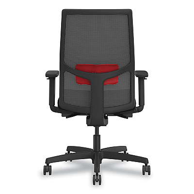 HON Ignition 2.0 4-Way Stretch Mid-Back Mesh Task Chair, Red Adjustable Lumbar Support, Black (HONI2MM2AMC10YT)