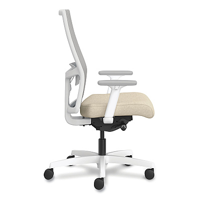 HON Ignition 2.0 4-Way Stretch Mid-Back Task Chair, White Adjustable Lumbar Support, Biscotti Seat, Fog Back, White Base (HONI2MM2AFH11WX)