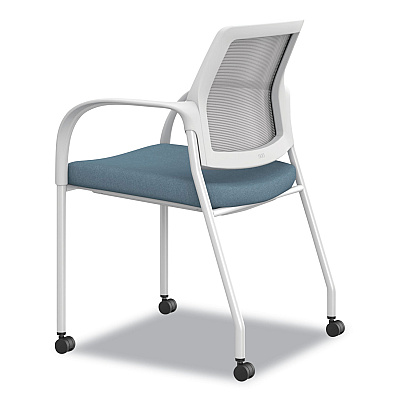 HON Ignition Series Mesh Back Mobile Stacking Chair, Fabric Seat, 25 x 21.75 x 33.5, Carolina/Fog/White (HONI2S6FHFL21K7)