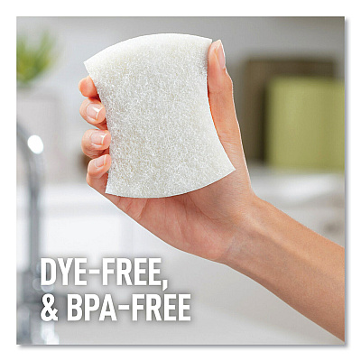 Scotch-Brite Greener Clean Non-Scratch Scrub Sponge, 2.6 x 3.3, 0.7" Thick, White, 6/Pack (MMM97036UG)