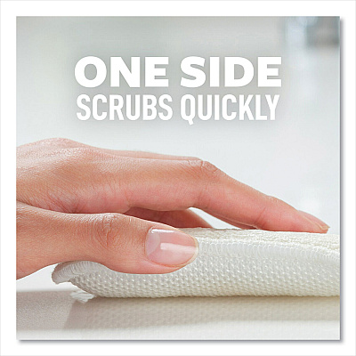 Scotch-Brite Greener Clean Dual Action Scrub and Wipe, 2.8 x 4.7, 0.7" Thick, White, 2/Pack (MMM927732SW)