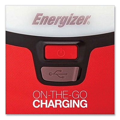 Energizer Vision LED USB Lantern, 4 D Batteries (Sold Separately), Red/White (EVEENALU451E)