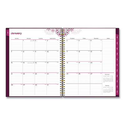 Blue Sky Gili Weekly/Monthly Planner, Jewel Tone Artwork, 11 x 8.5, Plum Cover, 12-Month (Jan to Dec): 2026 (117889)