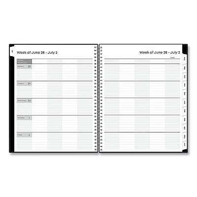 Blue Sky Teacher's Solid Black Weekly/Monthly Lesson Planner, 9 Classes, 11 x 8.5 Sheets, 12-Month (July to June), 2025 to 2026 (134433)