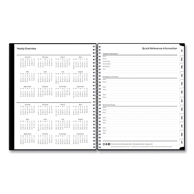 Blue Sky Teacher's Solid Black Weekly/Monthly Lesson Planner, 9 Classes, 11 x 8.5 Sheets, 12-Month (July to June), 2025 to 2026 (134433)