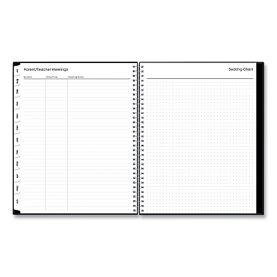 Blue Sky Teacher's Solid Black Weekly/Monthly Lesson Planner, 9 Classes, 11 x 8.5 Sheets, 12-Month (July to June), 2025 to 2026 (134433)