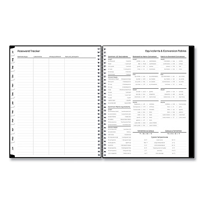 Blue Sky Teacher's Solid Black Weekly/Monthly Lesson Planner, 9 Classes, 11 x 8.5 Sheets, 12-Month (July to June), 2025 to 2026 (134433)