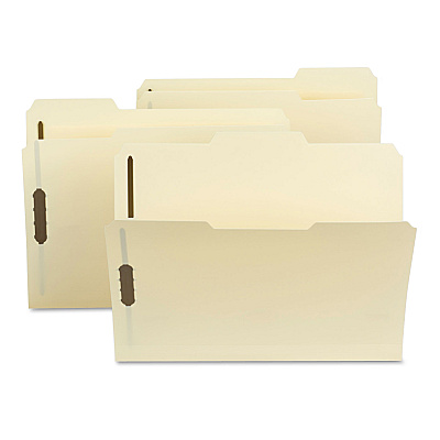 Smead Poly Top Tab Fastener Folders, 0.75" Expansion, 2 Fasteners, Letter Size, Manila Exterior, 24/Box (SMD10545)