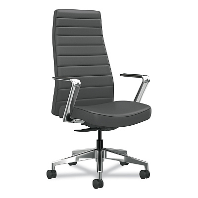 HON Cofi Executive High Back Chair, Supports Up to 300 lb, Graphite Seat, Graphite Back, Polished Aluminum Base (HONCEUW0PU19C4P)