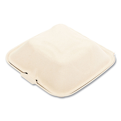 Boardwalk Bagasse PFAS-Free Food Containers, 1-Compartment, 6 x 6 x 3.19, Tan, Bamboo/Sugarcane, 500/Carton (BWKHINGE66NPFA)