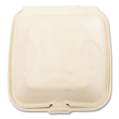 Boardwalk Bagasse PFAS-Free Food Containers, 1-Compartment, 6 x 6 x 3.19, Tan, Bamboo/Sugarcane, 500/Carton (BWKHINGE66NPFA)