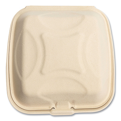 Boardwalk Bagasse PFAS-Free Food Containers, 1-Compartment, 9 x 9 x 3.19, Tan, Bamboo/Sugarcane, 100/Sleeve, 2 Sleeves/Carton (BWKHNGE991CNPFA)