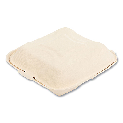 Boardwalk Bagasse PFAS-Free Food Containers, 3-Compartment, 9 x 3.19 x 9, Tan, Bamboo/Sugarcane, 200/Carton (BWKHNGE3C9NPFA)