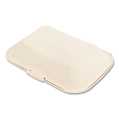 Boardwalk Bagasse PFAS-Free Food Containers, Hoagie/Hinged Lid, 1-Compartment, 6 x 3 x 9, Tan, Bamboo/Sugarcane, 250/Carton (BWKHINGE96NPFA)