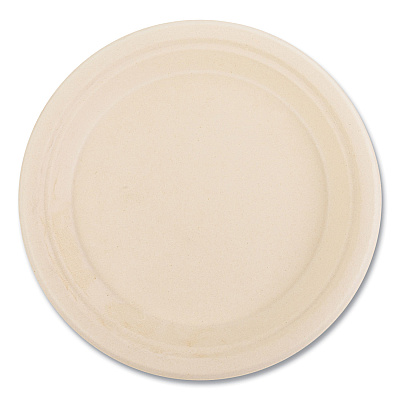 Boardwalk Bagasse PFAS-Free Dinnerware, Plate, 9" dia, Tan, 500/Carton (BWKPLATE9NPFA)