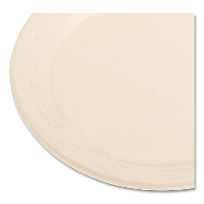 Boardwalk Bagasse PFAS-Free Dinnerware, Plate, 9" dia, Tan, 500/Carton (BWKPLATE9NPFA)