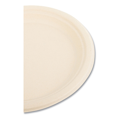 Boardwalk Bagasse PFAS-Free Dinnerware, Plate, 9" dia, Tan, 500/Carton (BWKPLATE9NPFA)