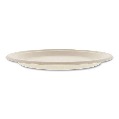Boardwalk Bagasse PFAS-Free Dinnerware, Plate, 10" dia, Tan, 500/Carton (BWKPLATE10NPFA)