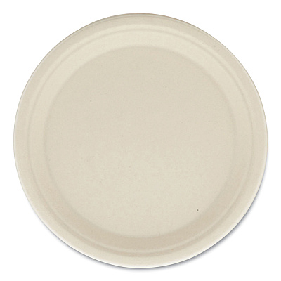 Boardwalk Bagasse PFAS-Free Dinnerware, Plate, 10" dia, Tan, 500/Carton (BWKPLATE10NPFA)