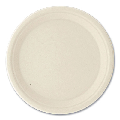 Boardwalk Bagasse PFAS-Free Dinnerware, Plate, 10" dia, Tan, 500/Carton (BWKPLATE10NPFA)