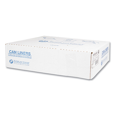 Inteplast Group High-Density Commercial Can Liners, 60 gal, 14 mic, 43" x 48", Natural, Interleaved Roll, 25 Bags/Roll, 8 Rolls/Carton (IBSS434814N)