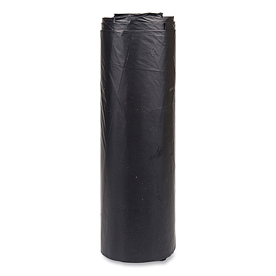 Inteplast Group High-Density Commercial Can Liners, 60 gal, 22 mic, 43" x 48", Black, Interleaved Roll, 25 Bags/Roll, 6 Rolls/Carton (IBSS434822K)
