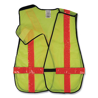 ergodyne GloWear 8080BAX Non-Certified X-Back Hi-Vis Safety Vest, Polyester, One Size Fits Most, Lime/Orange (EGO26040)