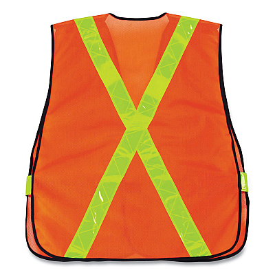 ergodyne GloWear 8080BAX Non-Certified X-Back Hi-Vis Safety Vest, Polyester, One Size Fits Most, Orange/Yellow (EGO26030)
