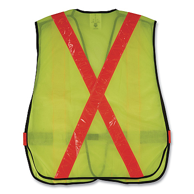 ergodyne GloWear 8080BAX Non-Certified X-Back Hi-Vis Safety Vest, Polyester, One Size Fits Most, Lime/Orange (EGO26040)