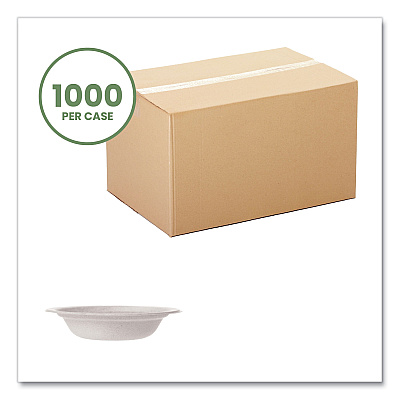 Vegware Molded Fiber Tableware, Compostable, Bowl, 12 oz, White, 1,000/Carton (VEGWHBRG12B)
