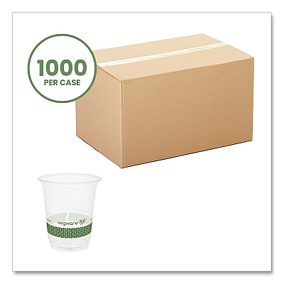 Vegware 76-Series Cold Cup, Compostable, 7 oz, Clear/Green, 1,000/Carton (VEGR200G)