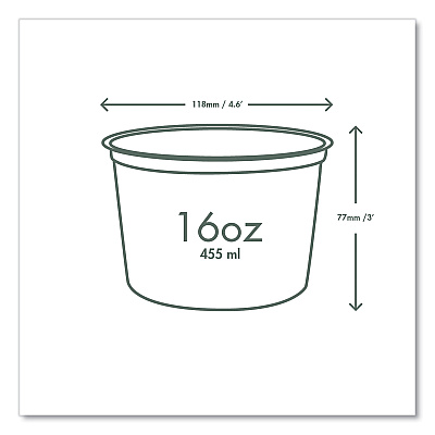 Vegware Round Deli Pots, Compostable, 16 oz, 4.6 Diameter x 3"h, Clear, Plastic, 500/Carton (VEGCFDC16)