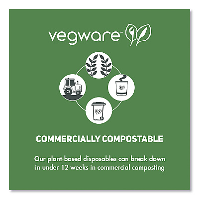 Vegware 89 Series Hot Cup Lids, Compostable, Fits 89-Series Hot Cups, White, 1,000/Carton (VEGVLID89S)