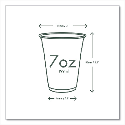 Vegware 76-Series Cold Cup, Compostable, 7 oz, Clear/Green, 1,000/Carton (VEGR200G)