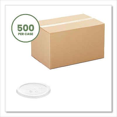 Vegware Round Deli Pot Lids, Compostable, For 8 oz to 32 oz Deli Containers, Plastic, 500/Carton (VEGVDC120H)