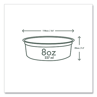 Vegware Round Deli Pots, Compostable, 8 oz, 4.6" Diameter x 1.5"h, Clear, Plastic, 500/Carton (VEGCFDC08)