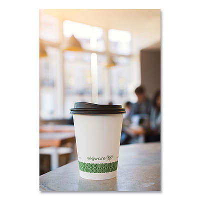 Vegware 89-Series Hot Cup, Compostable, 12 oz, Green/White, 1,000/Carton (VEGLV12G)